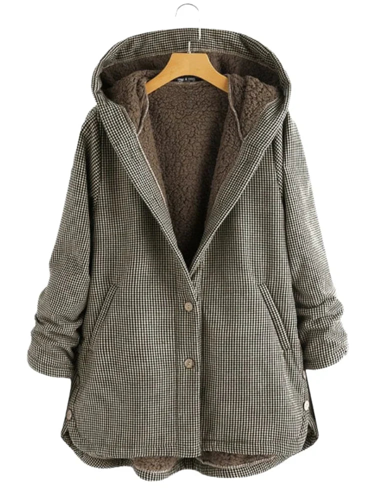 Birdie | Plaid Hooded Sherpa Jacket