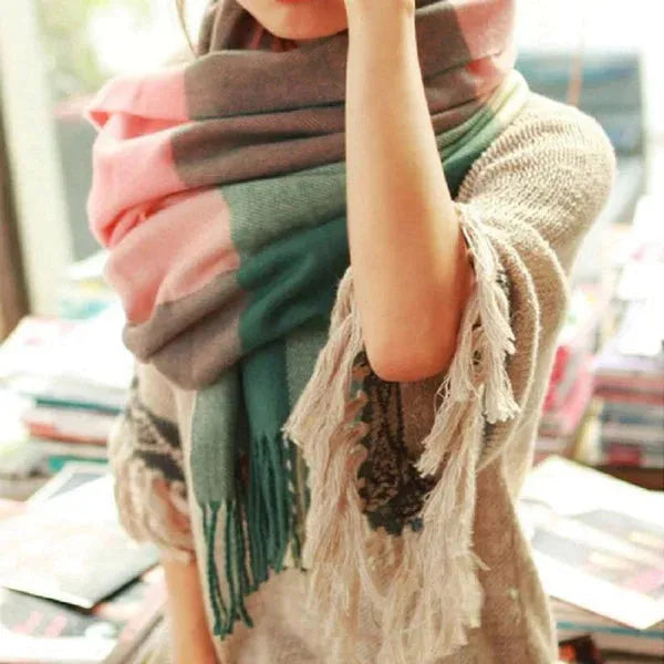 Coleen | Oversized Checked Blanket Scarf