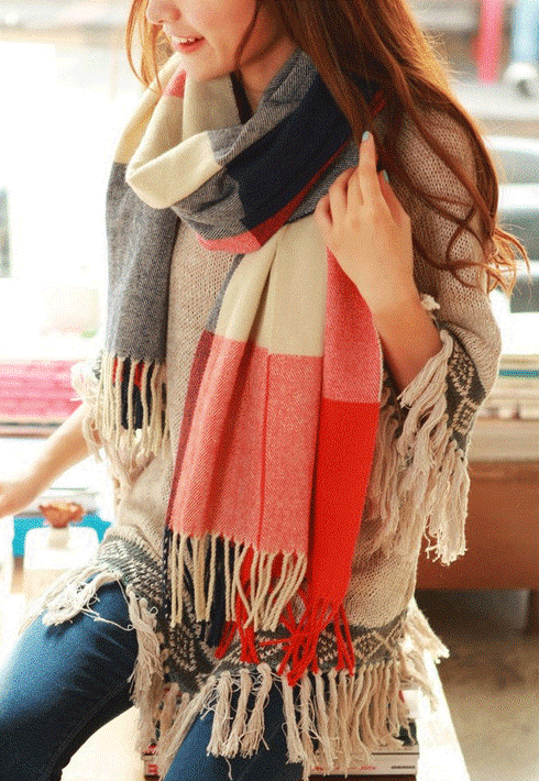 Coleen | Oversized Checked Blanket Scarf