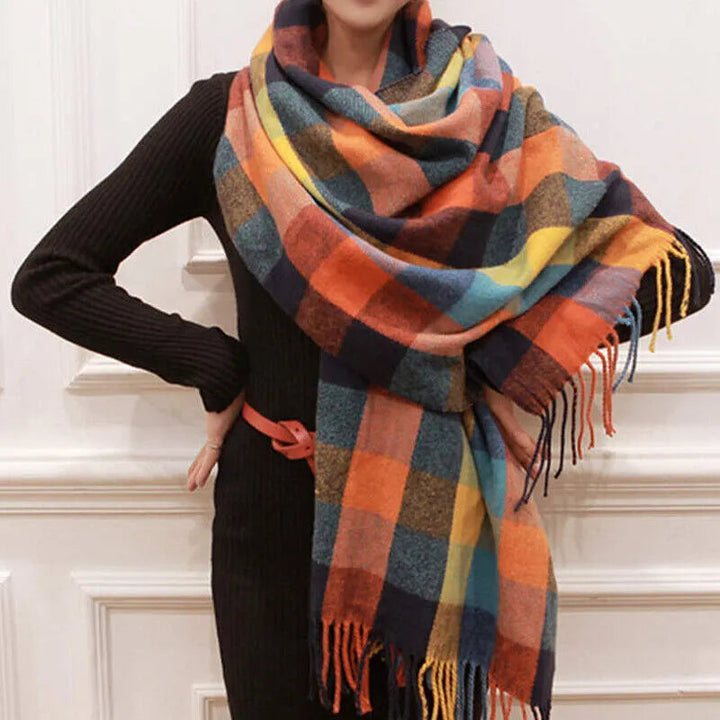 Coleen | Oversized Checked Blanket Scarf