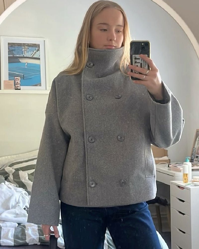 Wool Coat for Women – Short with Stand Collar – NOBLD