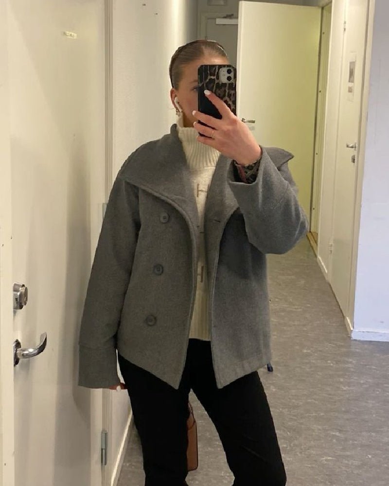 Wool Coat for Women – Short with Stand Collar – NOBLD