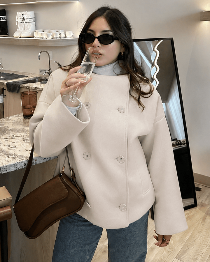 Clarissa | Short Wool Coat with Stand Collar