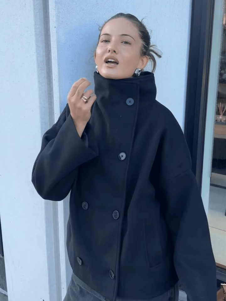 Clarissa | Short Wool Coat with Stand Collar