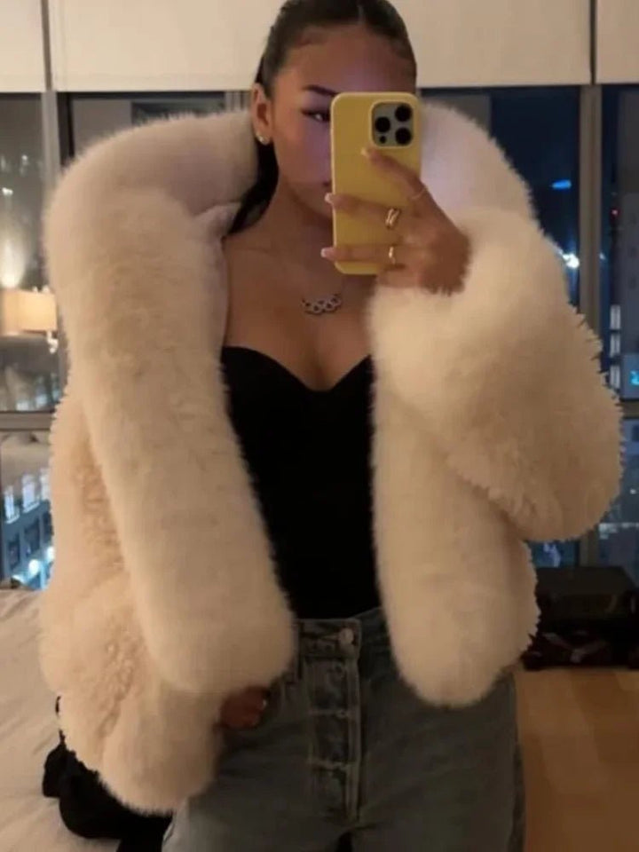Henna | Faux Fur Coat with Oversized Hood