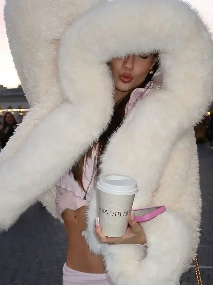 Henna | Faux Fur Coat with Oversized Hood