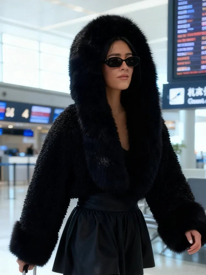 Henna | Faux Fur Coat with Oversized Hood