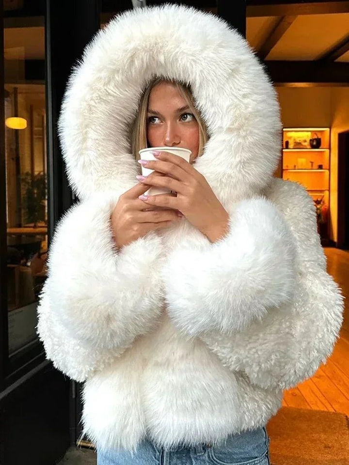 Henna | Faux Fur Coat with Oversized Hood