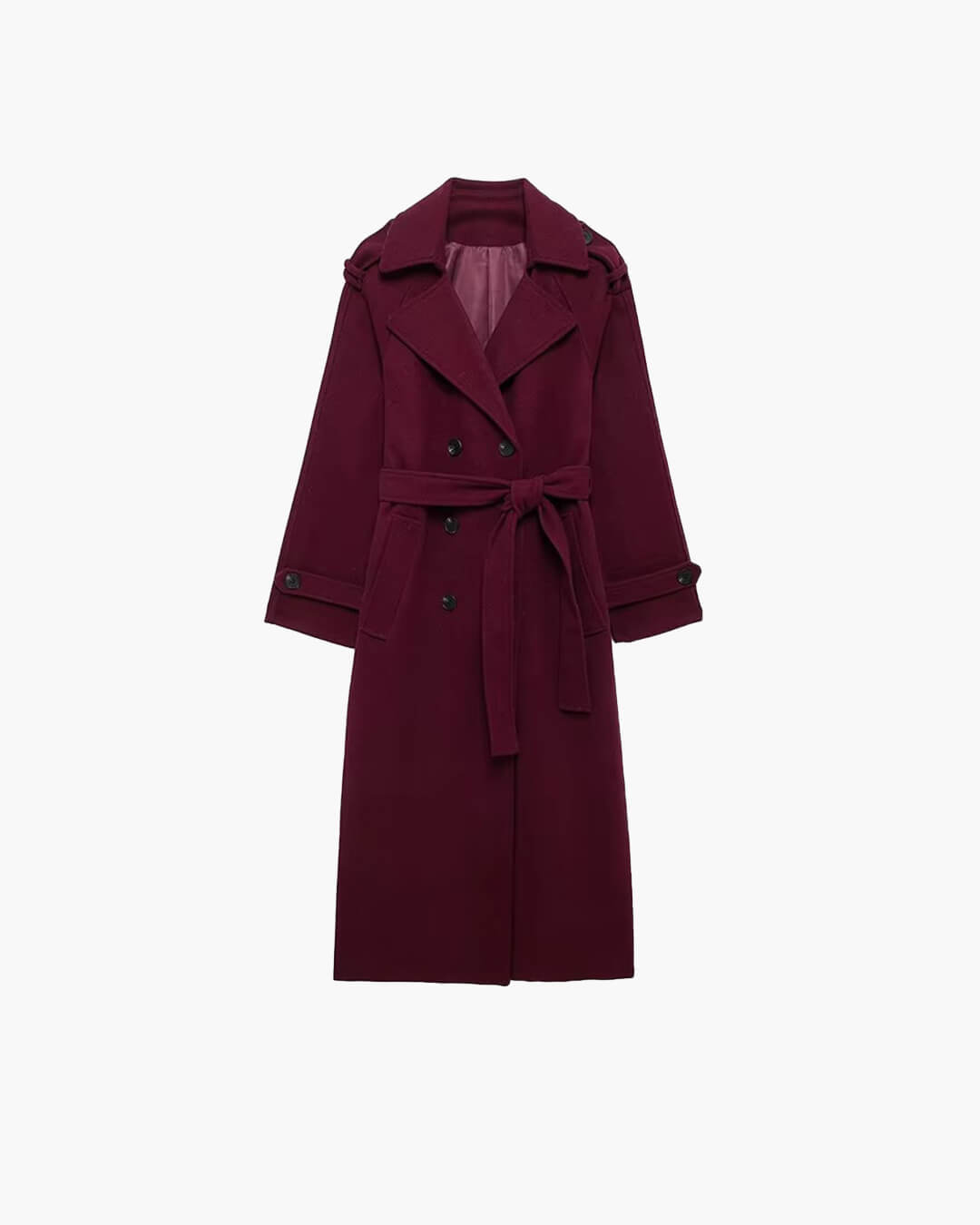 Alicia | Long Belted Wool Coat with Notch Lapels