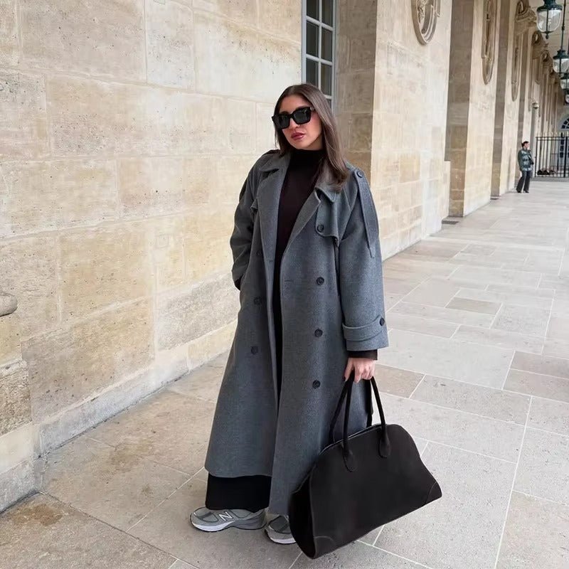 Alicia | Long Belted Wool Coat with Notch Lapels
