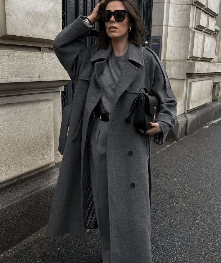 Alicia | Long Belted Wool Coat with Notch Lapels