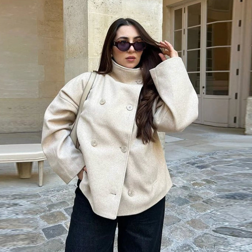 Clarissa | Short Wool Coat with Stand Collar