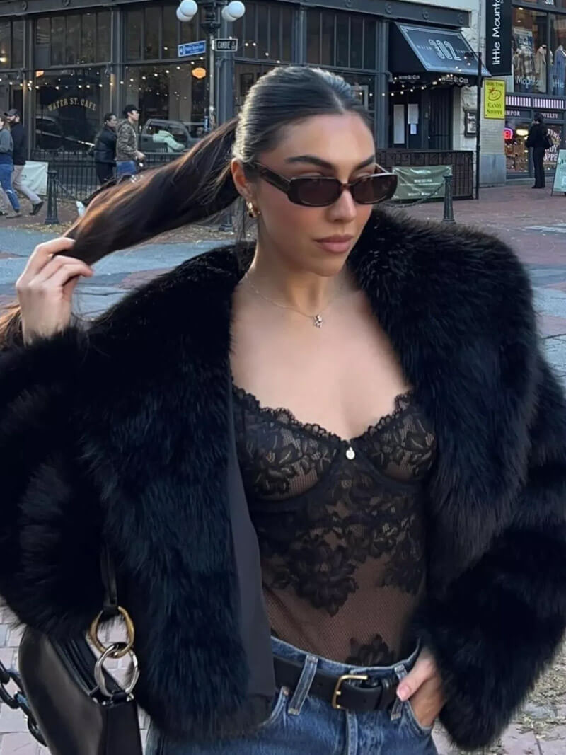 Jenna | Faux Fur Coat with Open Front
