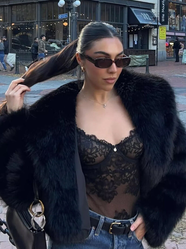 Jenna | Faux Fur Coat with Open Front