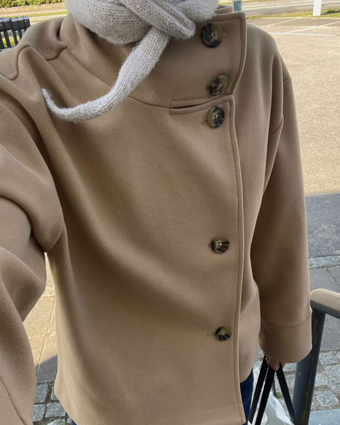 Rosalia | Cropped Oversized Wool Coat with Stand Collar