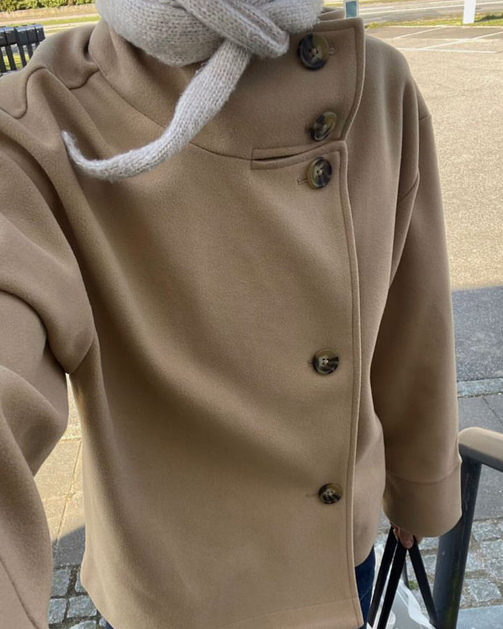 Rosalia | Cropped Oversized Wool Coat with Stand Collar