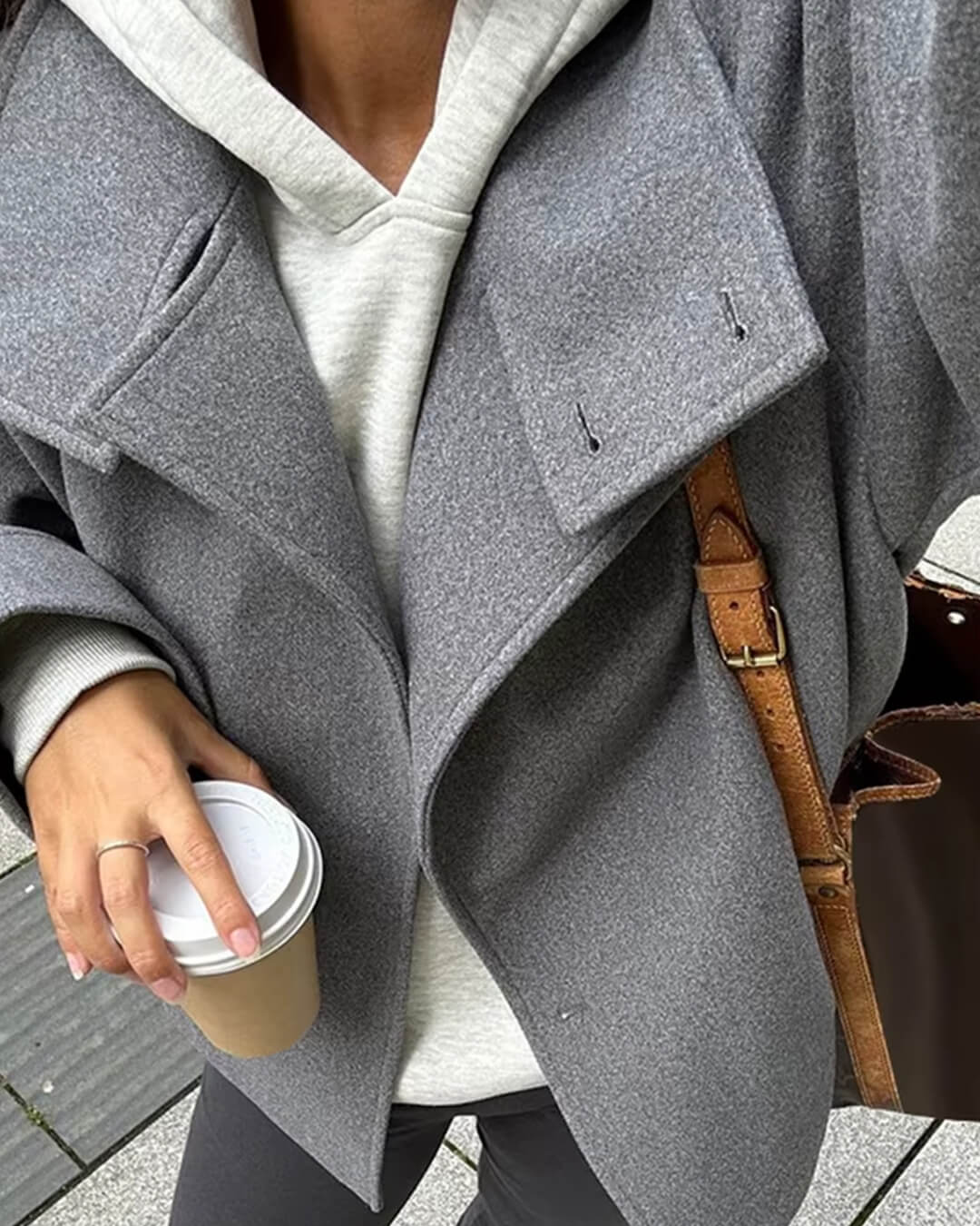 Rosalia | Cropped Oversized Wool Coat with Stand Collar
