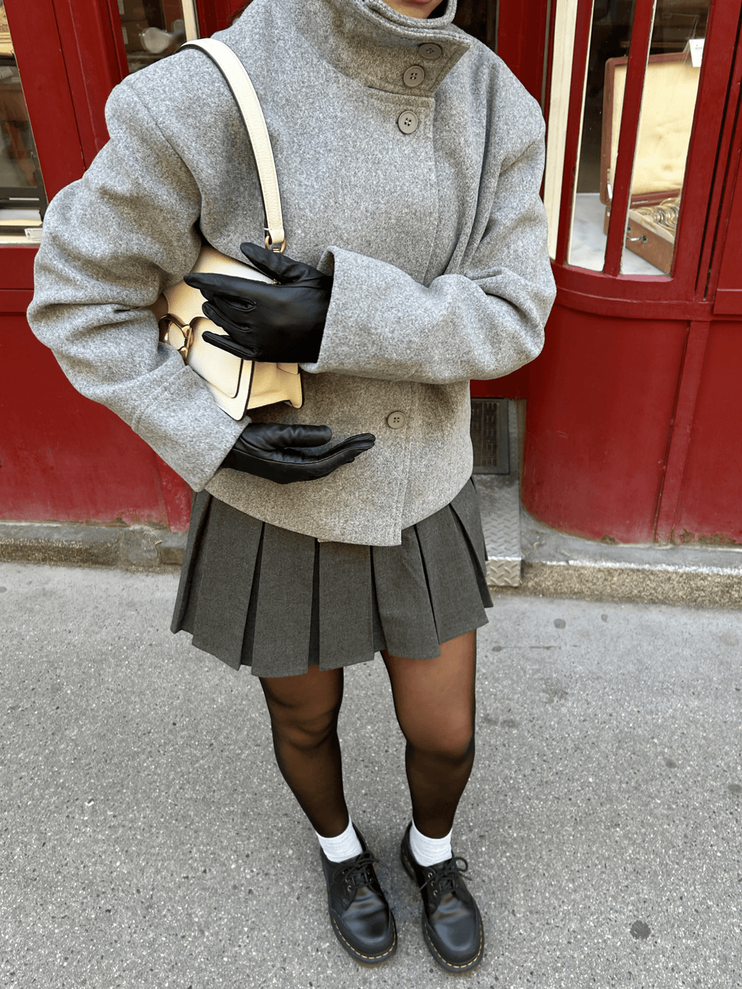 Rosalia | Cropped Oversized Wool Coat with Stand Collar