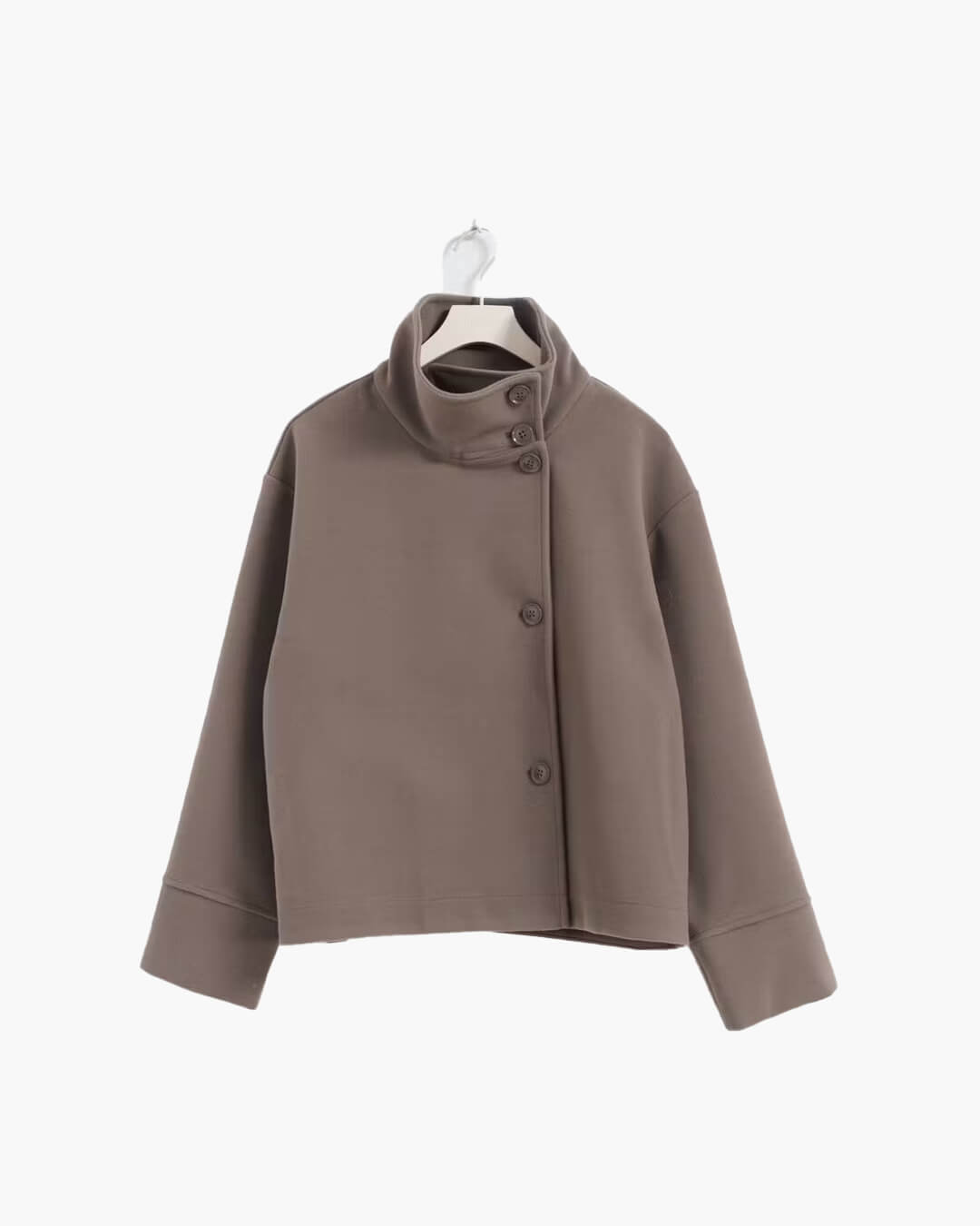 Rosalia | Cropped Oversized Wool Coat with Stand Collar
