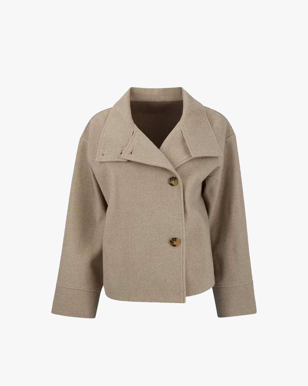 Rosalia | Cropped Oversized Wool Coat with Stand Collar