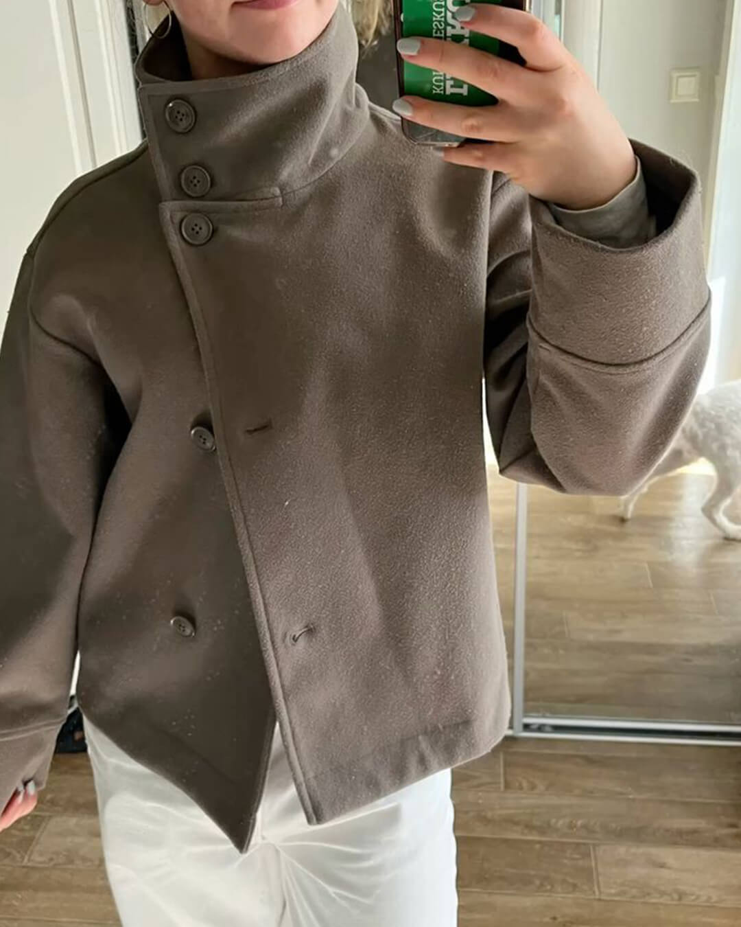 Rosalia | Cropped Oversized Wool Coat with Stand Collar