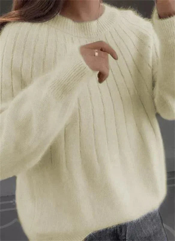 Sofie | Ribbed Knit Crew Neck Sweater