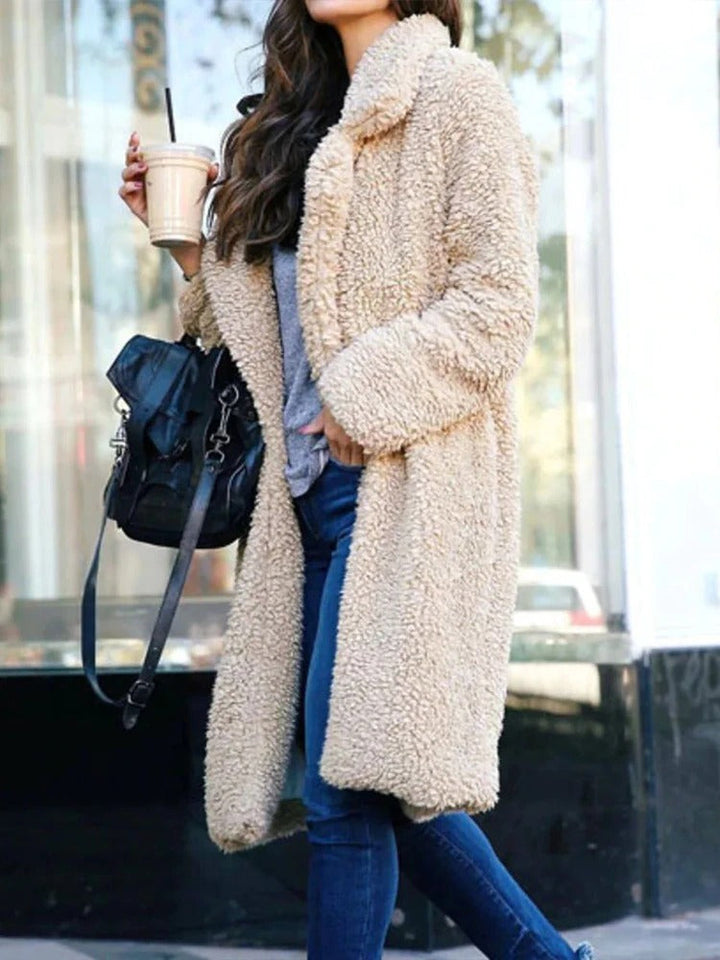 Isla | Long Faux Shearling Coat with Side Pockets