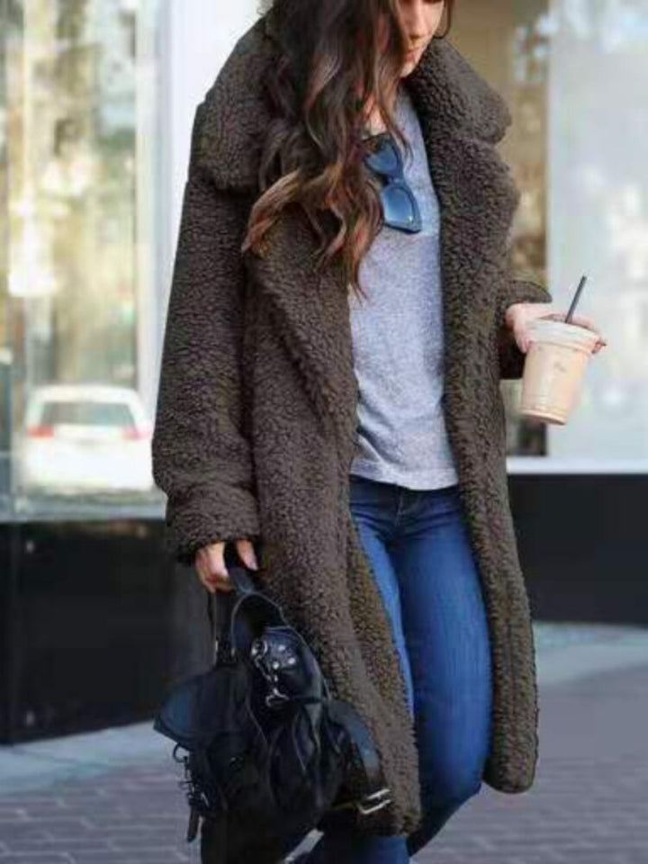 Isla | Long Faux Shearling Coat with Side Pockets