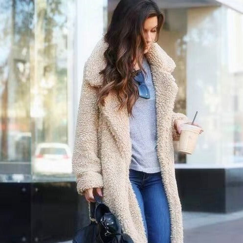 Isla | Long Faux Shearling Coat with Side Pockets
