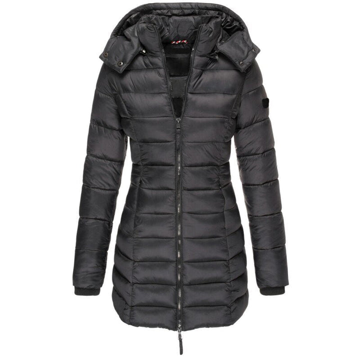 Olivia | Long Hooded Puffer Coat with Quilted Body