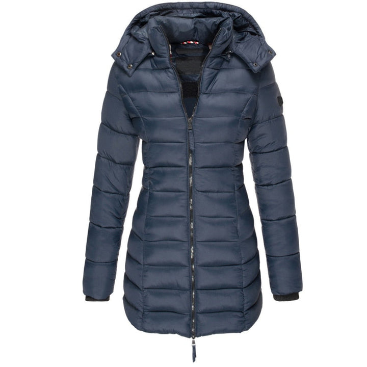 Olivia | Long Hooded Puffer Coat with Quilted Body