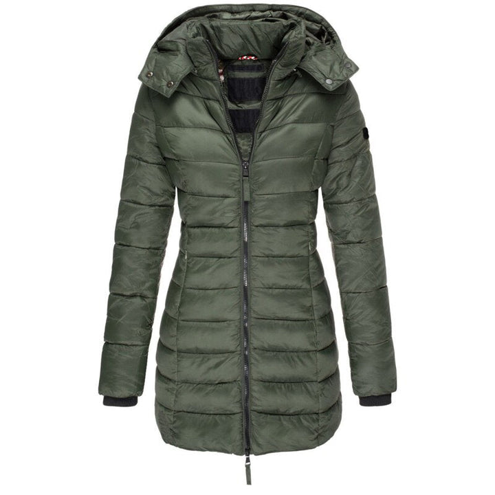 Olivia | Long Hooded Puffer Coat with Quilted Body