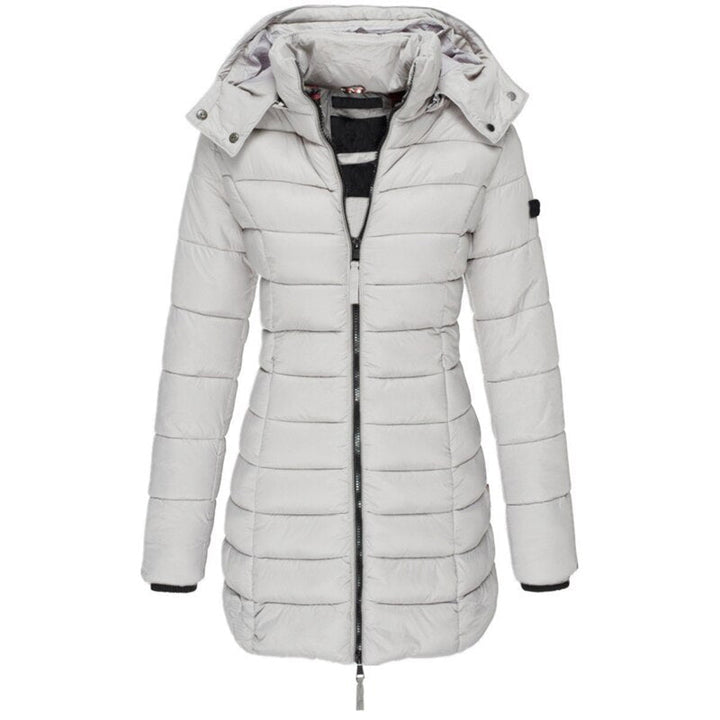 Olivia | Long Hooded Puffer Coat with Quilted Body