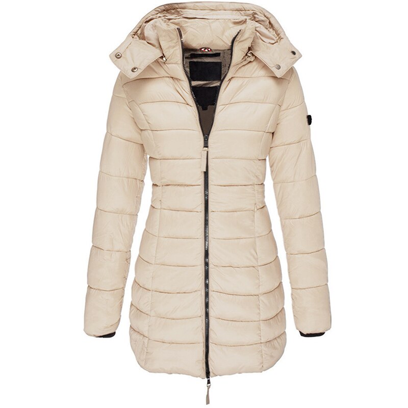 Olivia | Long Hooded Puffer Coat with Quilted Body