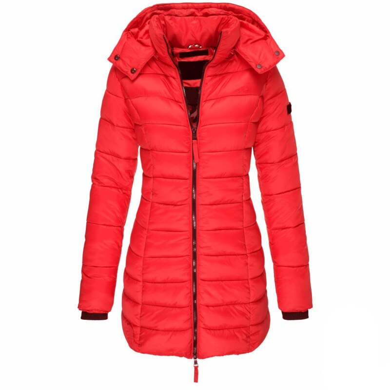 Olivia | Long Hooded Puffer Coat with Quilted Body
