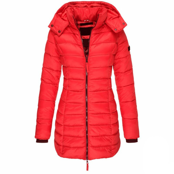 Olivia | Long Hooded Puffer Coat with Quilted Body