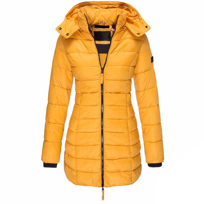 Olivia | Long Hooded Puffer Coat with Quilted Body