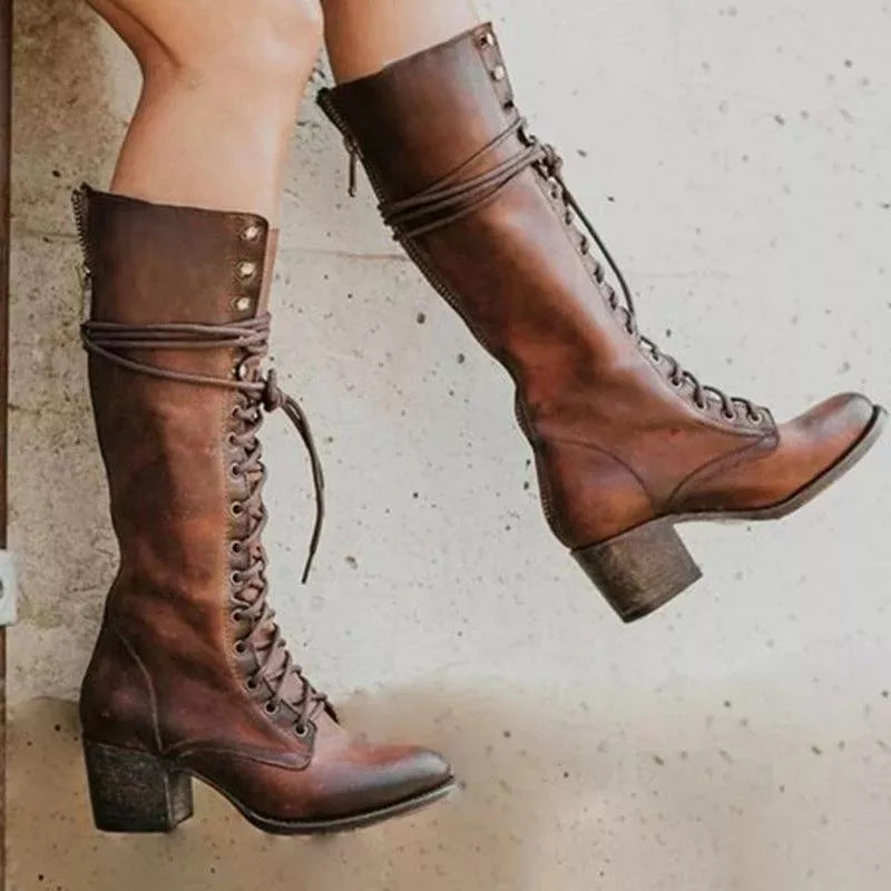 Ruby | Lace Up Knee High Boots