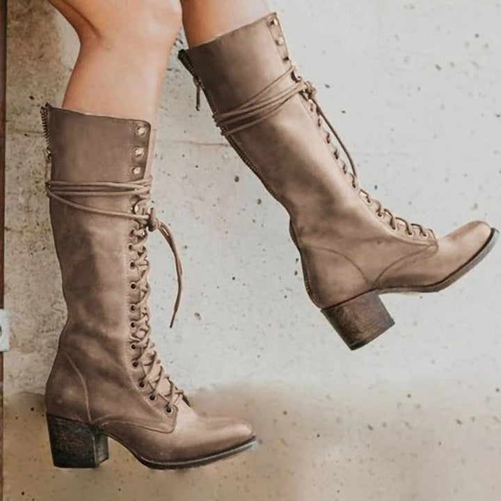Ruby | Lace Up Knee High Boots