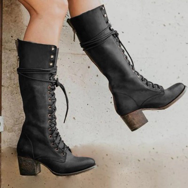Ruby | Lace Up Knee High Boots