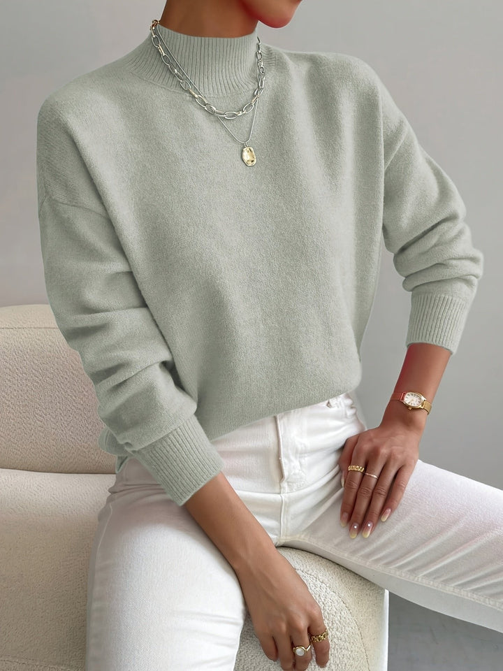 Pia | Relaxed Knit Sweater with Mock Neck