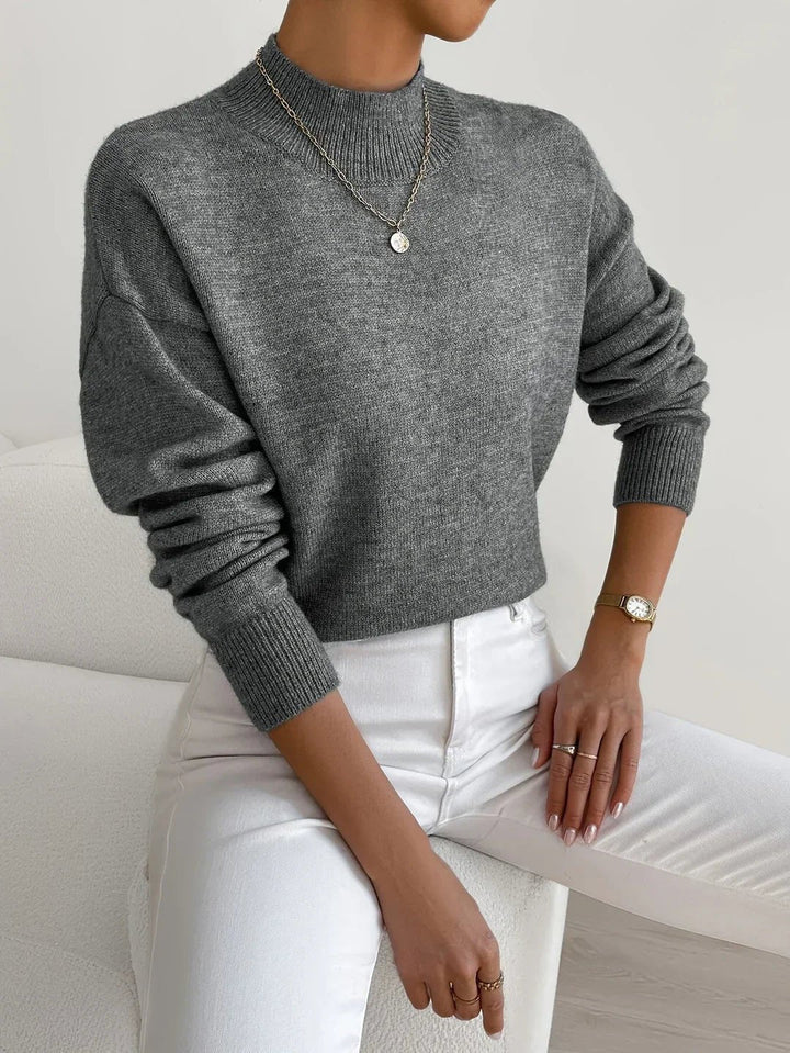 Pia | Relaxed Knit Sweater with Mock Neck